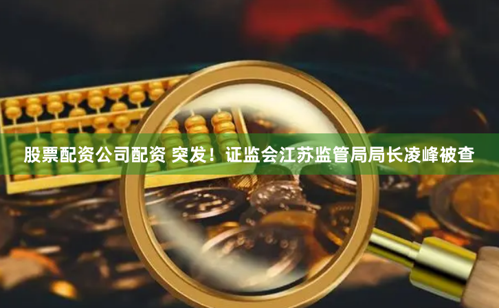 股票配资公司配资 突发！证监会江苏监管局局长凌峰被查
